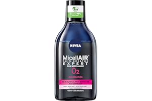 NIVEA MicellAIR WATERPROOF EXPERT Démaquillant Biphase (1 x 400 ml), nettoyant visage & yeux sensibles, démaquillant waterproof enrichi en extrait de Thé Noir