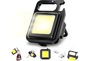 MEIEGOU COB Keyring Torch，Portable Magnetic Waterproof COB Keychain Work Light，4 Light Modes Mini Torch with Folding Bracket Bottle Opener for Work Light for Workshop, Auto, Repairing, Emergency