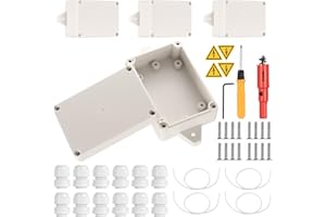 Aoyfuwell 4 Stück Anschlussdose, IP65 wasserdichte Elektroinstallationsbox (weiß), mit 16mm Lochsäge und Sicherheitskennzeichen ABS Kabelanschlussdose für die Stromverteilung – 83x58x33mm