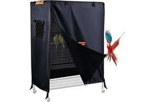 RELEDESA Housse de Cage à Oiseaux pour petits animaux avec 2 fermetures éclair étanches et 2 fenêtres en perspective, Couverture Cage Oiseaux avec 4 bandes réfléchissantes et 4 boucles fixes (88x61x120cm)
