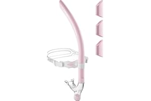 CAPAS Training Swim Snorkel for Lap Swimming, Swivel Headband Ultimate Fit Center-Mount Swimmers Snorkel with Liquid Silicone Mouthpiece Adjustable Strap, Designed for Adult Men Women