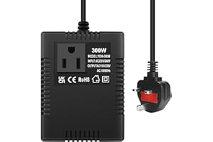 VUTLACE 300W Step Down Power Voltage Converter Transformer (UK Plug) 220v/240v to 110v/120v, Step Down Transformer US to UK, Intelligent Efficient Adapter Travel Power Adapter for WIFI/POS Machine/Power Bank