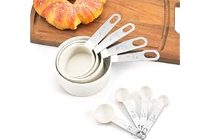 RoserRose Set de Tasses à Mesurer et Cuillères Doseuses, 4 Pièces Cup Mesure + 4 Cuillere Doseuse, pour Ingrédients Secs et Liquides