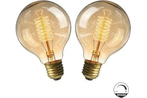 AURORA FRANCE Ampoule E27 Vintage,Fil Lampe Rétro Antique 220-240V Grosse Ampoule 40W Edison Globe G80 Ampoule Filament Blanc Chaud 2 Pack