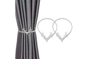 ‎INHDBOX Vorhang Raffhalter Legierung Elastizität Gardinen Schlaufen Vorhang Clips Seil Rückwärtige Vorhang Halter Schnallen Vorhang Binder Gardinenhalter für Haus Dekoration Cafe Büro 2 Stück