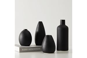 ‎CEMABT CEMABT schwarz Keramik Vase Set 4er Kleine Vasen für Blumen, einzigartige Blumenvasen für Mittelstücke, dekorative Moderne Vasen für Home Decor Tisch Eingang (Schwarz)