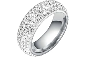 Ayoiow Bagues Hommes Inoxydable Zircone Cubique 8mm Argent Bague Mariage