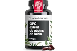 NATURAL ELEMENTS OPC extrait de pépins de raisin – 240 gélules hautement dosées pour 8 mois – OPC testé en laboratoire issu de raisins français – végane, fabriqué en Allemagne