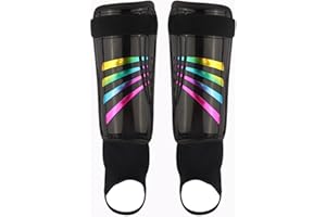 LVZHEN Football Shin Pads | Ankle Protection Kids Shin Pads | Non Slip Adjustable Straps Soccer Shin Guards Boys Girls | Glitter Rainbow Shin Guards Kids 5-12 years