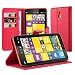 Produktbild Nokia Lumia 1320 Hülle in ROT von Cadorabo - Handyhülle mit Kartenfach und Standfunktion Case Cover Schutzhülle Etui Tasche Book Klapp Style in KARMIN ROT