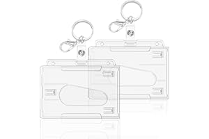PAILEWEI Portatarjetas de Identificación - Juego de 2, Funda de Plástico Resistente, Ideal para Tarjetas de Proximidad, Tarjetas de Crédito y Documentos de Identificación (Horizontal 2 Pcs)