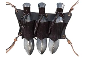 Epic Armoury Leder LARP Gürtelhalter aus Leder für 3 Wurfmesser Holster Schwarz oder Braun Gürteltasche Mittelalter Wiking