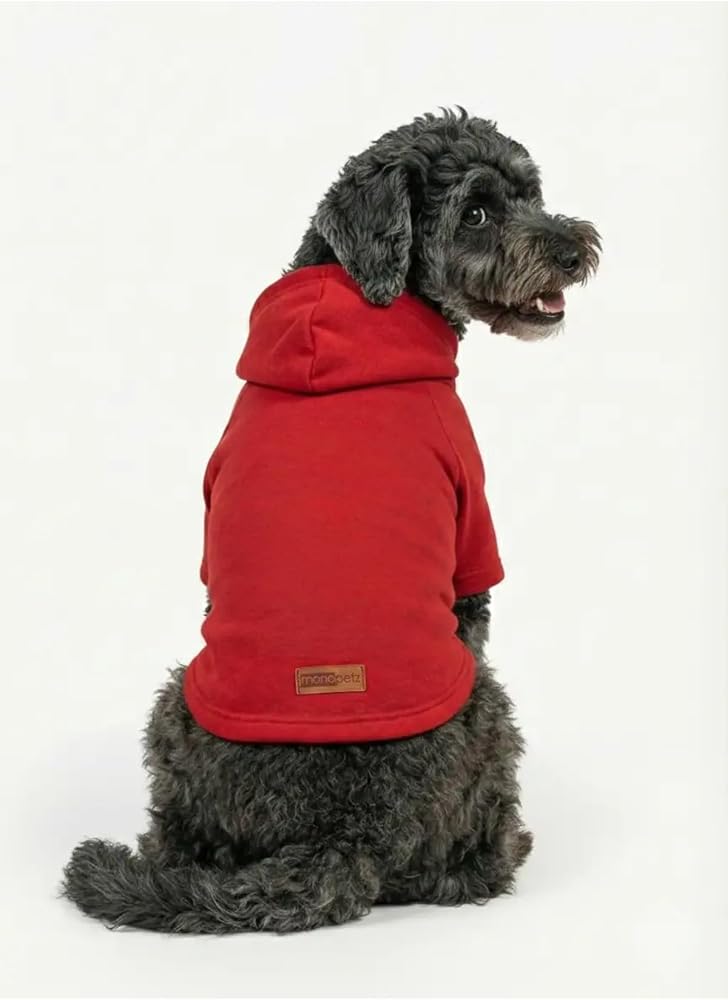 Monopetz Kapüşonlu Sweatshirt Köpek ve Kedi Kıyafeti Düz, S, swkirmizi01, Kırmızı