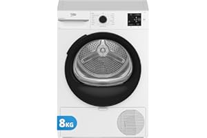 Beko BMTAM83EB Asciugatrice 8 Kg a Libera Installazione, Classe D, Display Digitale, 15 Programmi, Motore Garantito 10 Anni, Bianco con Oblò Nero
