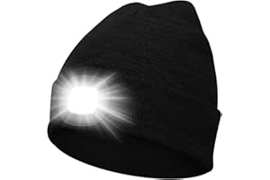 MISERWE Gorro con luz LED Unisex con luz LED Recargable por USB, Gorra Alpina, Regalo para Hombres y Mujeres Adolescentes