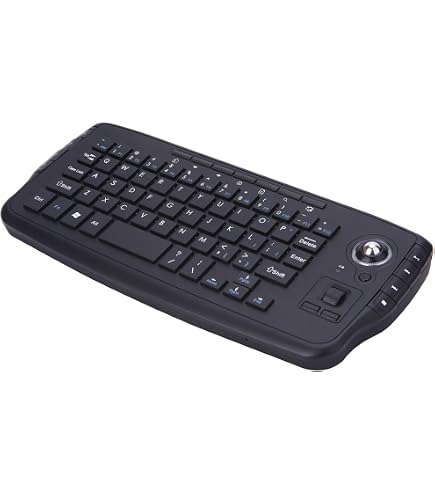 Perixx PERIBOARD-522 Tastiera Meccanica con Trackball da 55 mm, Rotella Inclinabile, 9 Tasti Multimediali, Layout US – Ideale per Uso Industriale o Multischermo - Nero