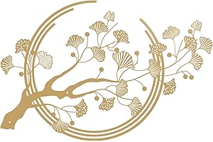 ESTART Large Metal Ginkgo Tree Leaf Wall Art, Gold Wall Decoration Creative Handmade Wall Sculpture is Suitable for Home Living Room Bedroom Kitchen Study Office (Gold)