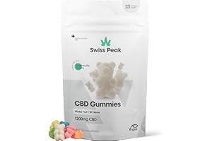 Swiss Peak 1200mg CBD Gummies, Delicious Edible Bears, UK-Made, Vegan, THC-Free, Premium CBD for Relaxation & Wellness, On-The-Go Grab Bag – 25 Gummies Per Pack
