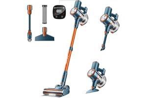 FABULETTA 29000Pa Akku Staubsauger Profi, Staubsauger Kabellos Bis zu 55 Min Laufzeit, 25.9V Staubsauger mit LED-Anzeige und V-förmige Anti-Knäuel-Bodenbürste, Abnehmbarer 1,5 Liter Staubbehälter