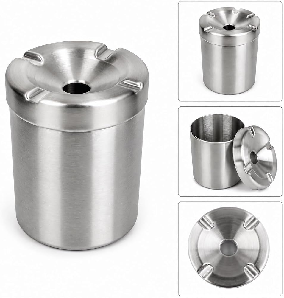 Çelik Küllük Modern Tasarım Şık Ve Zarif Küllük Gümüş Metal Kül Tablası Uzun, METALİK