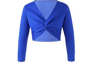 YUUMIN Enfant Fille Boléro De Danse Classique Cache-Coeur Cardigan Cape Gymnastique Haut Court Ballet Latine Sweat-Shirt À Manches Longues Dancewear 5-16 Ans