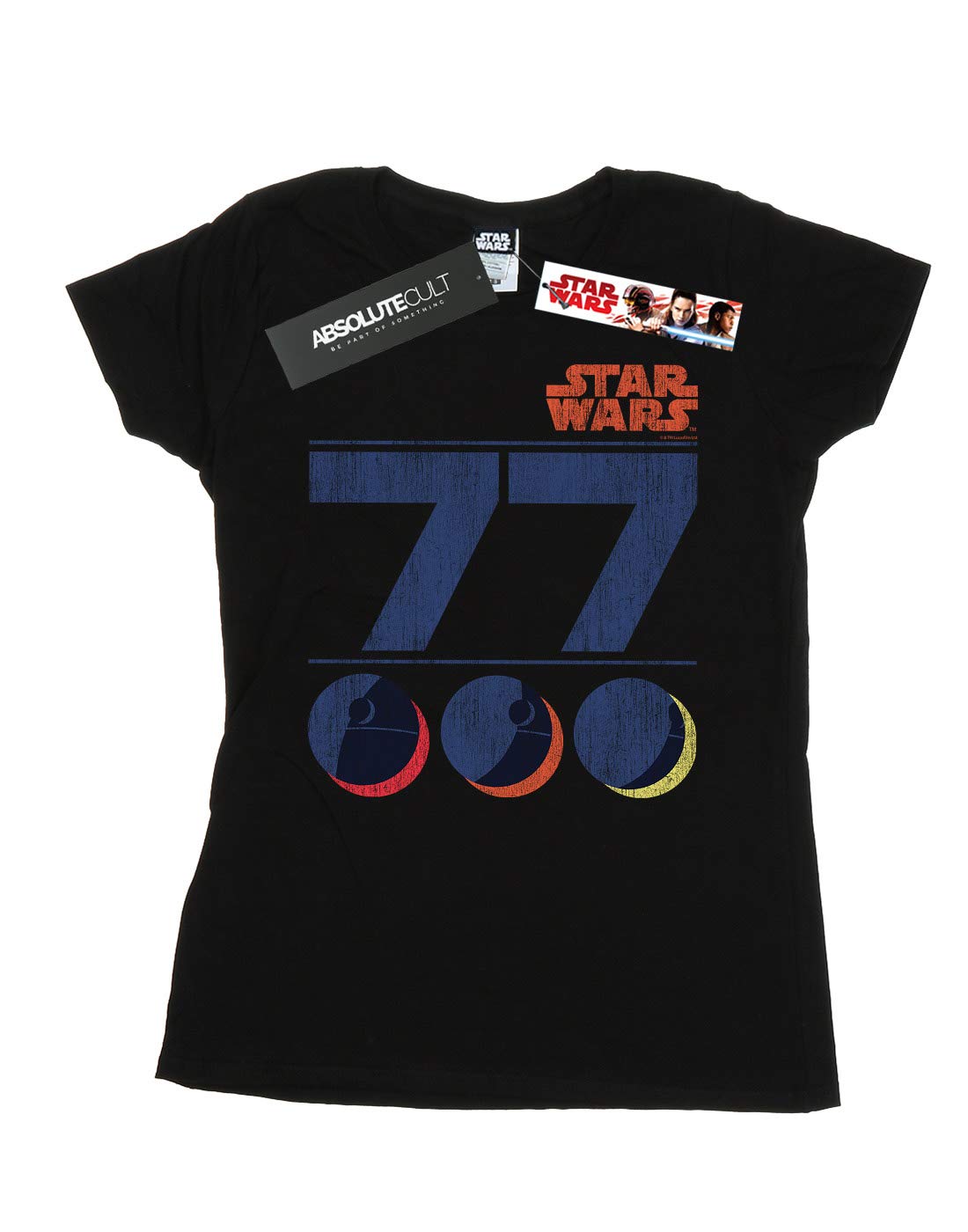 Star-Wars-Damen-Retro-77-Death-Star-T-Shirt-Schwarz-X-Large