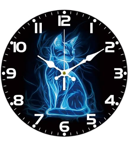 Horloge Murale Chat Silencieuse - 24 Cm, Mouvement Fluide, Design Original Avec Chats, Pile AA Non Incluse