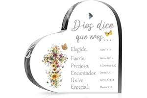 1STEP2DREAM Regalos de oficina cristiana española para mujeres, regalos religiosos inspiradores con versículos bíblicos, regalos de oración para San Valentín, regalos de cumpleaños (corazón)