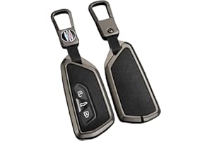 OTMIK Skórzane etui na kluczyki samochodowe ze stopu cynku pasują do VW Volkswagen Golf 8 MK8 ID.3 ID.4 Cupra Skoda Octavia A8 SEAT Leon MK4 Formentor Tarraco, akcesoria do obudowy kluczy (czarny matowy)