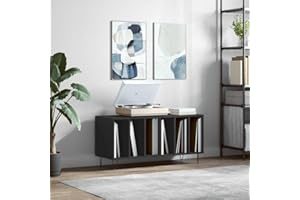 prissent Mobile Porta Dischi Nero 100x38x48 cm in Legno Multistrato Porta Dischi Vinile Libreria Stretta Mobile TV Soggiorno Mobile Basso Mobile Porta CD Scaffale Porta CD Libreria Legno