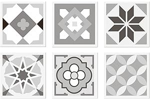 DESCONOCIDO Posavasos Baldosa Hidraulica 6 ud Tamaño 10x10 cm con Estampado Original Tacto Blando y Suave de 2 mm de Grosor (10 cm, Eileen Blanco)