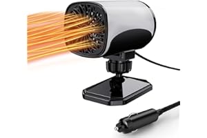 GBOKYN Riscaldatore portatile per auto, 12 V, 120 W, 2 in 1, ventola di riscaldamento con funzione di riscaldamento e aria condizionata, riscaldamento invernale antinebbia con base girevole a 360