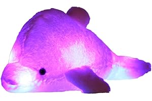 Zinsale 7 Cambi di Colore LED Lighten Giocattolo farcito con i Delfini Cuscino Peluche Luce Notturna (Rosa, 45cm)