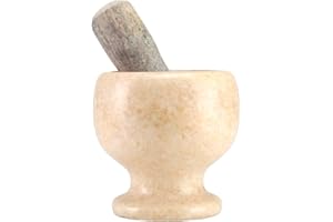 GK GLOBAL KITCHEN Marble Pestle And Mortar Set Natural Stone Marble Spice Herb Seasoning Crusher Grinder Ideal For Making Fresh Herbs & Spice, Pesto, Dressing, Paste, Guacamole, Coffee Beans (Peach)