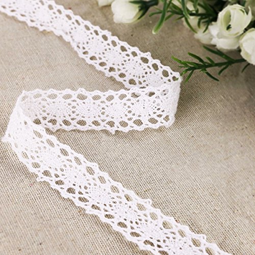 10 Meter Spitzenborte weiß Spitzenbordüre Vintage Spitzenband Dekoband,Spitze, Schleife,Schleifenband Weihnachts Hochzeit Borduere Geschenk (Weiß) - 3