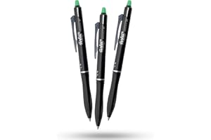DLM DIRECT Pilot Frixion Ball Plus Lot de 3 stylos roller effaçables Pointe moyenne 0,7 mm Encre thermosensible Effacement propre Corps en plastique durable pour bureau, école, marquage de tissu et projets Vert