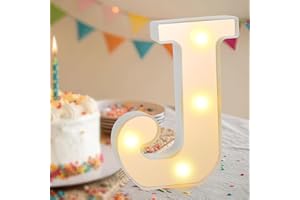 SRVILLG Light Up Letters, Glitter LED Letter Light, LED Alphabet Lights, Warm White Light Up Alphabet Sign, Gifts for Girls Women Party Birthday Decorations Night Light Christmas Valentine Decor(Letter-J)