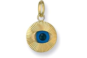 AH! JEWELLERY Genuine 9ct Yellow Gold Evil Eye Pendant 22mm