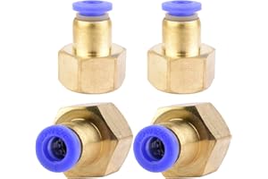 ANGEEK Lot de 4 raccords pneumatiques de 6 mm de diamètre extérieur x 3/8" Filetage intérieur PT droit Raccord pneumatique Push In Connecteur de qualité industrielle