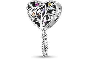 GNOCE Tree of Life Pendant Charm Sterling Silver Heart Shaped Dangle Charm Fit Bracelet/Necklace for Women Girls Wife Daughter