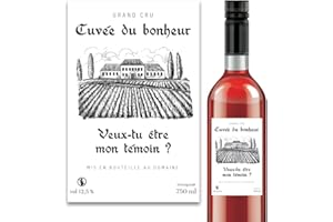 MIMI GRANDIT Étiquette autocollante pour bouteille de vin, Demande en témoin de mariage, Annonce demoiselle d'honneur, garçon d'honneur, Idée cadeau souvenir original (MON témoin)