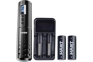MAST TATTOO Mast Lancer Wireless Tattoo Pen Macchinetta Tatuaggi 3.5mm Stroke Macchina Tatuaggi Stroke Rotary Tattoo Machine Gun con 2pcs batteria per Aghi per Cartucce Tatuaggio