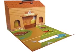Bieco 04003603 game world suitcase Scene Farm, about 32 x 23 x 10.5 cm, brown