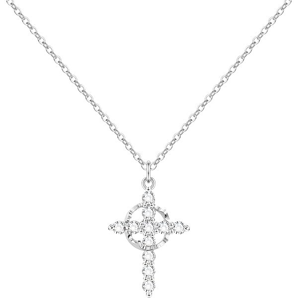 Collana Croce con contorno in zirconi bianchi – Argento 925 - Holy Family