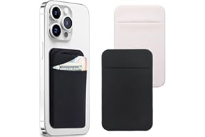 JEYORZY Ensemble de 2 Porte-Cartes pour téléphone avec Autocollant Adhésif pour l'Arrière du Téléphone, Pochettes Extensibles en Tissu pour Carte d'Identité, Carte de Crédit, et Portefeuille à Coller