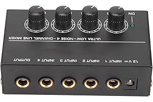 GAEIRT Sound Mixer, Stereo Compact Volume réglable 4 Channel Line Mixer Low Noise 100-240V for Clubs(#1)