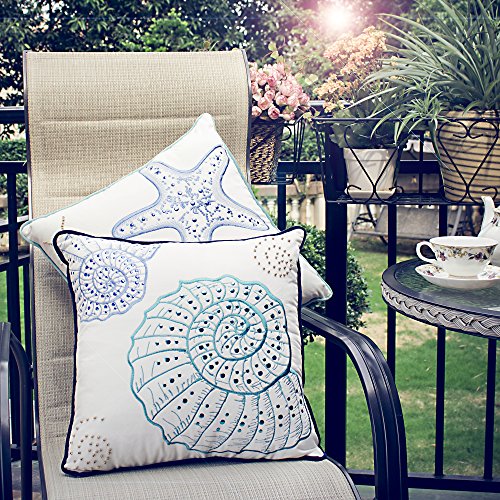 Valery Madelyn Kissenbezug, hochwertige Samt Zierkissenhülle, Seemuschel-Motiv - 3