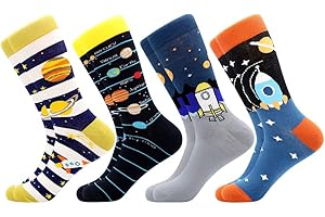 BONANGEL Men's Fun Dress Socks, Crazy Christmas Socks Colorful Funky Novelty Funny Casual Cotton Office Birthday Socks for Men Dad