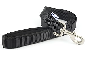 Ancol Viva Soft Touch Padded Snap Dog Lead - Black - Neoprene Handle Weatherproof Durable Puppy Walking Accessory - 1.8m x 25mm