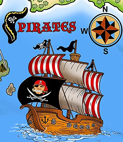 Aminata Kids – Jungen-Kinder-Bettwäsche 135×200 cm Pirat Seeräuber Piratenschiff Schatzinsel blau hochwertige Baumwolle Schatz Insel - 5
